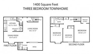 3 Bedroom townhome 1.5 bath - 1400 sq ft